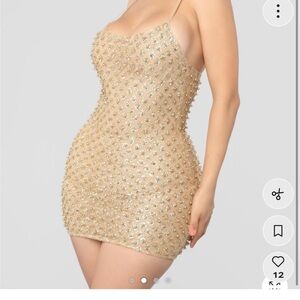 Fashion Nova Sparkling Gold Mini Dress